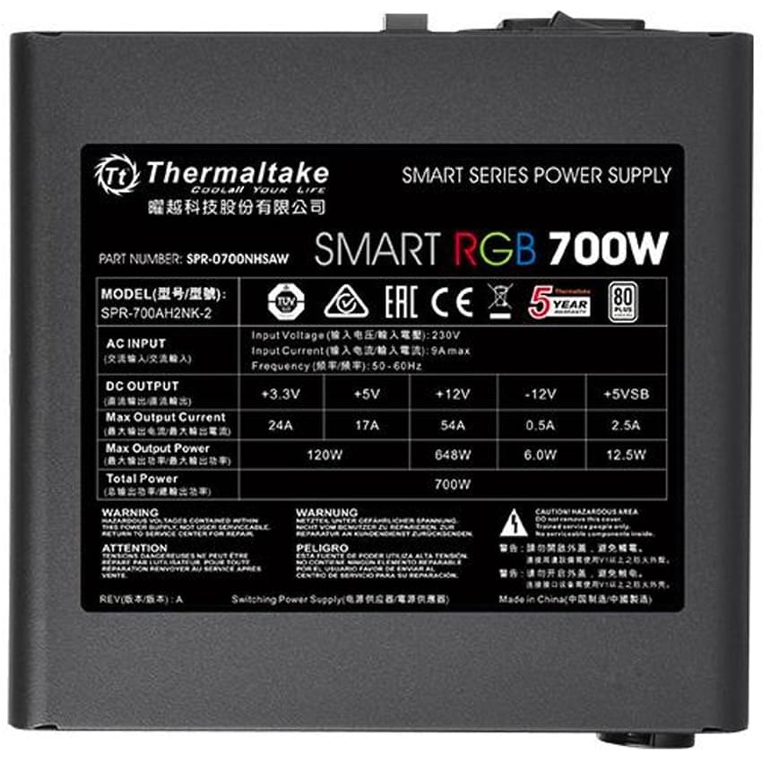 Fuente Thermaltake 700w Smart Series Rgb 80 Plus White